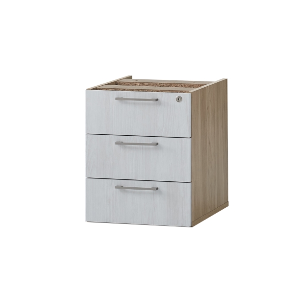 BLOC 3 TIROIRS SUSPENDUS 3D 400X500X480 CHENE NATUREL BLANC